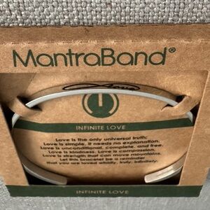 MantraBand Silver Cuff Bracelet with 'Infinite Love' Inscription